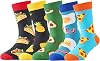 BONANGEL Boys Socks 5-8 Years Old, 5 Pairs Fun Novelty Animal Food Space Crazy Funny Cute Kids Socks 8-10 10-12 Years