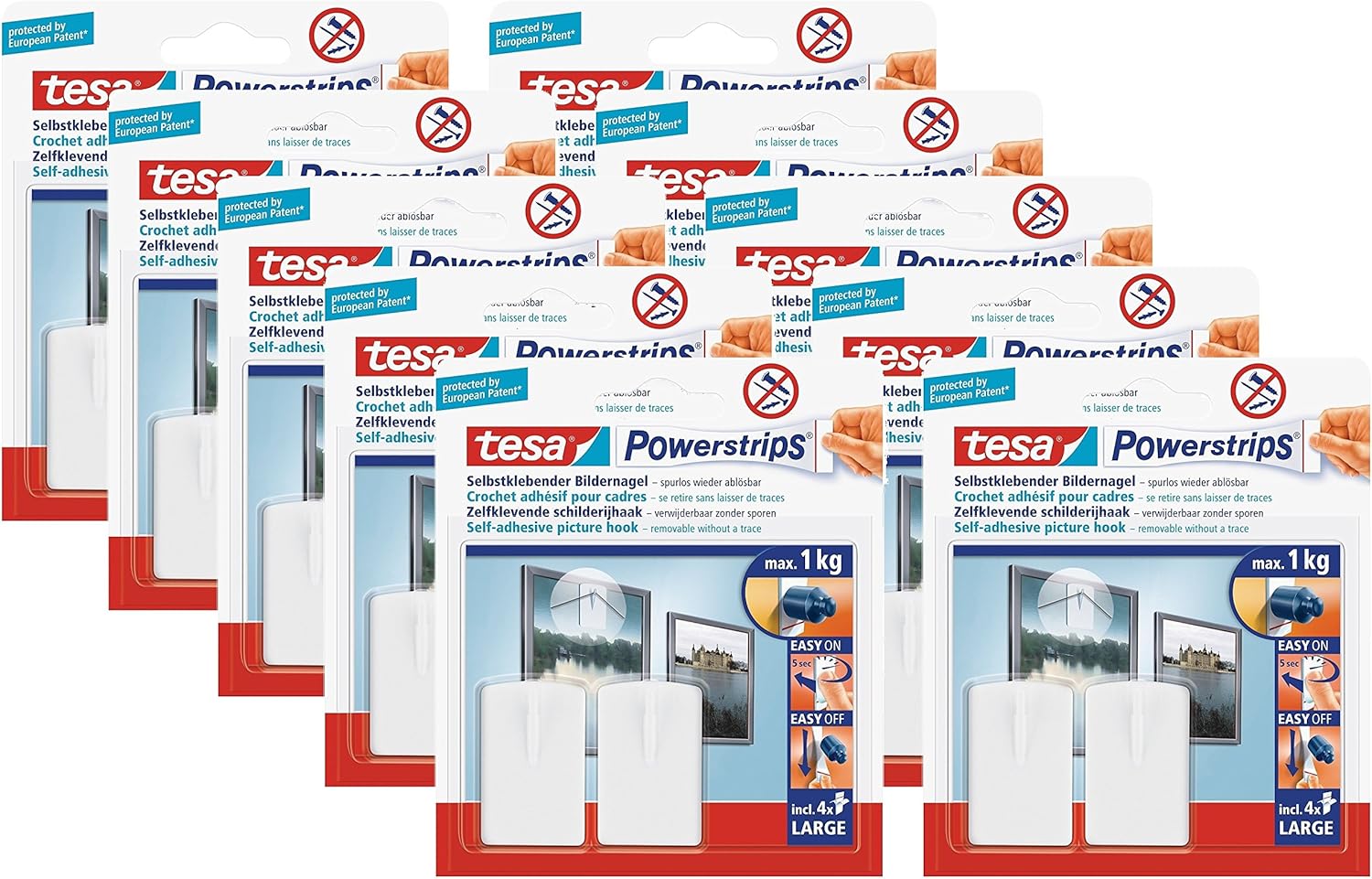 Empireposter Tesa Powerstrips, 20 Pezzi Di Adesivi Bi-adesivi Rimovibili