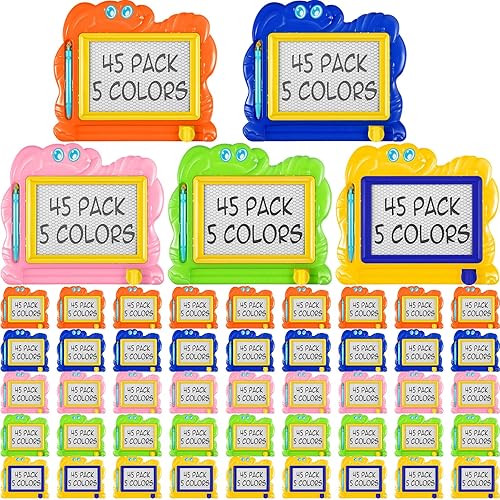 45 piezas de mini pizarra magnética de dibujo para niños, tamaño de viaje, borrable, pequeña tableta de escritura, bloc de bocetos para niños
