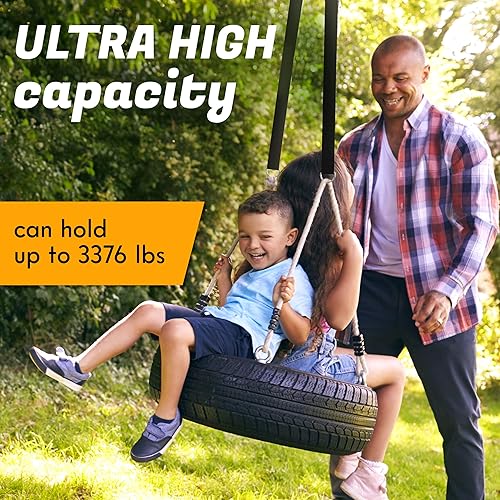 Miniatura 5 de Paquete de 2 correas para colgar columpios de árbol, correas ajustables de 5 a 10 pies para colgar columpios, resistentes y resistentes a la