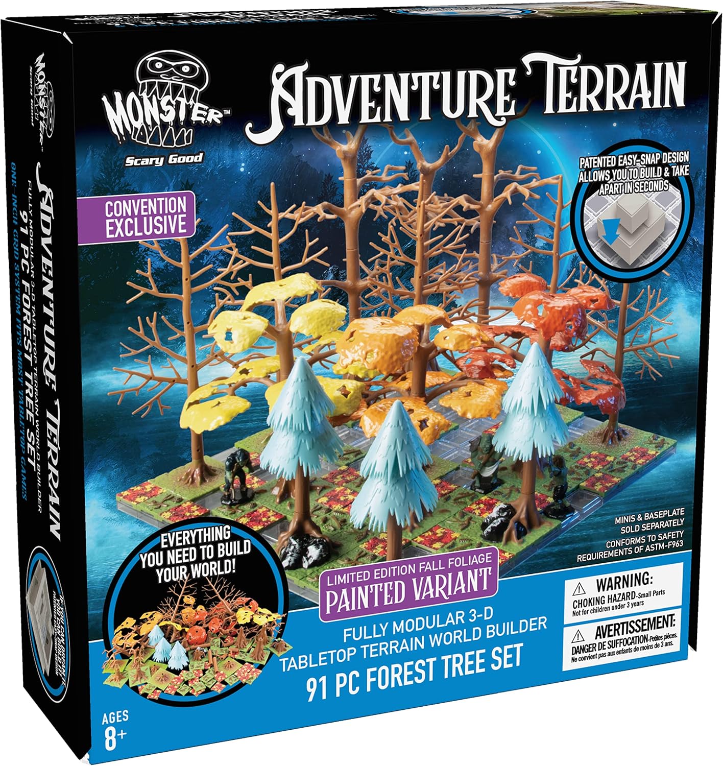 Monster Adventure Terrain 3D Interchangeable Builder System - 91pc Painted Fall Forest Set w Base - Build Modular Worlds in a Snap & Elevate Your Campaign - Compatible with DND Dungeons & Dragons