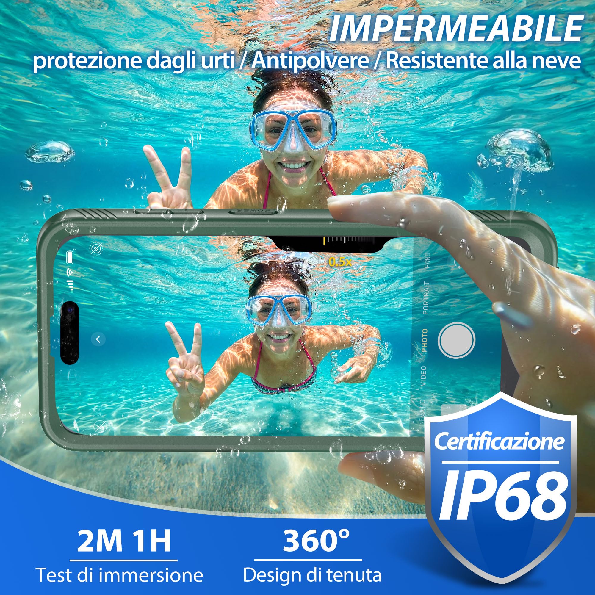 SPORTLINK Cover per Samsung Galaxy S26 Impermeabile Antiurto, Verde | 360 Gradi Full Body Armor Militare Protettiva Custodia Antipolvere Subacquea IP68 con Fotocamera/Schermo Doppia Protezione