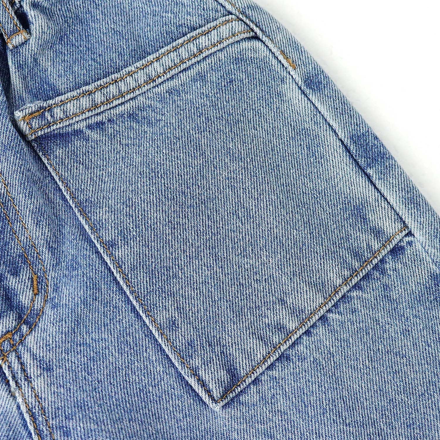 KIDSCOOL SPACE Baby Girls Boys Jeans, 12M-5T Little Kids Ribbed Waist with D-Rings Denim Pants - Image 4