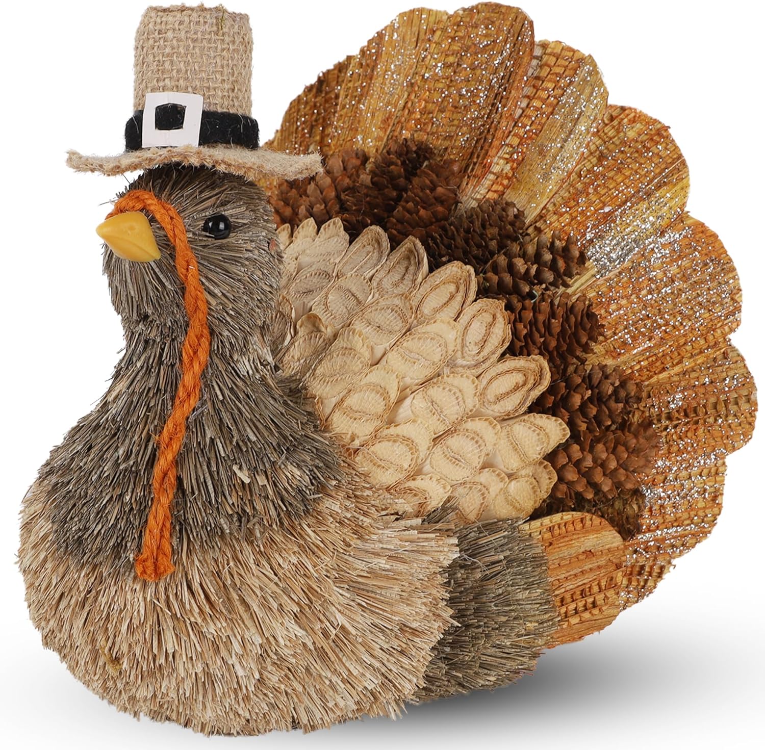 winemana Thanksgiving Turkey Decor – 7.9" Tall Sisal Turkeys Table Centerpiece with Top Hat, Fall & Harvest Home Decor, Thanksgiving Decorations Indoor style 2