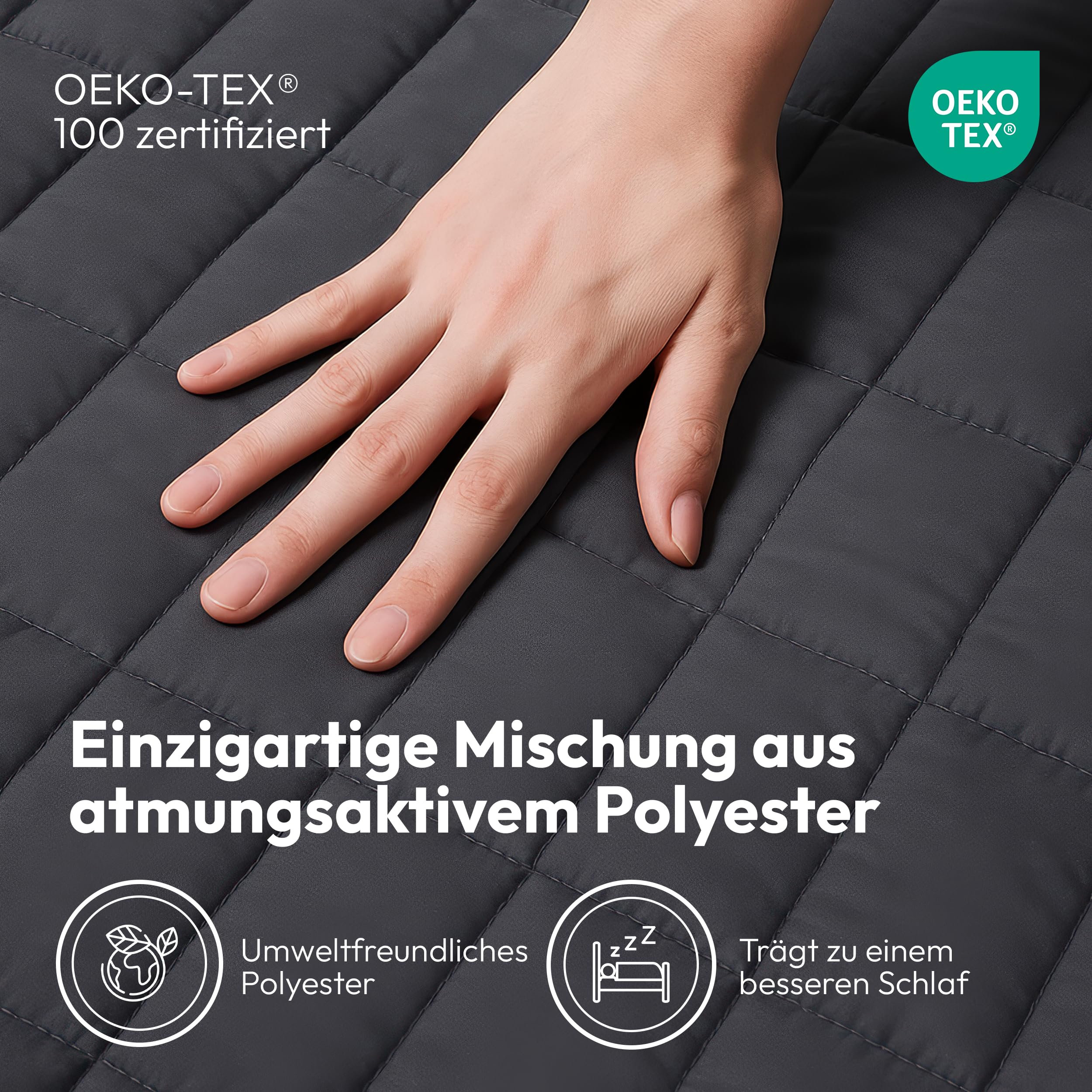 Gewichtsdecke 135 x 200 cm 7 kg Anti-Stress Therapie Decke mit Glasdruck-Verteilung für Tiefschlaf