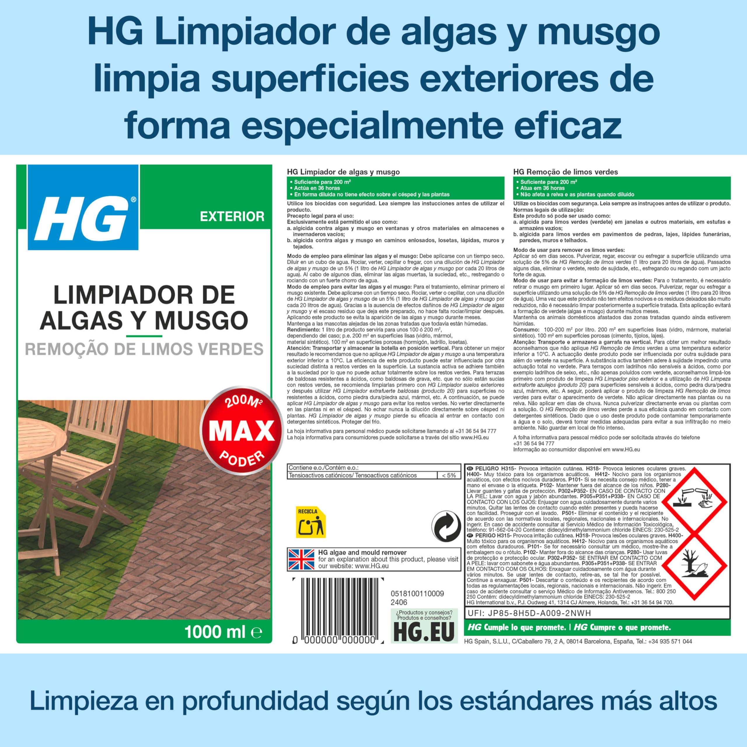HG Limpiador de algas y musgo 1 L