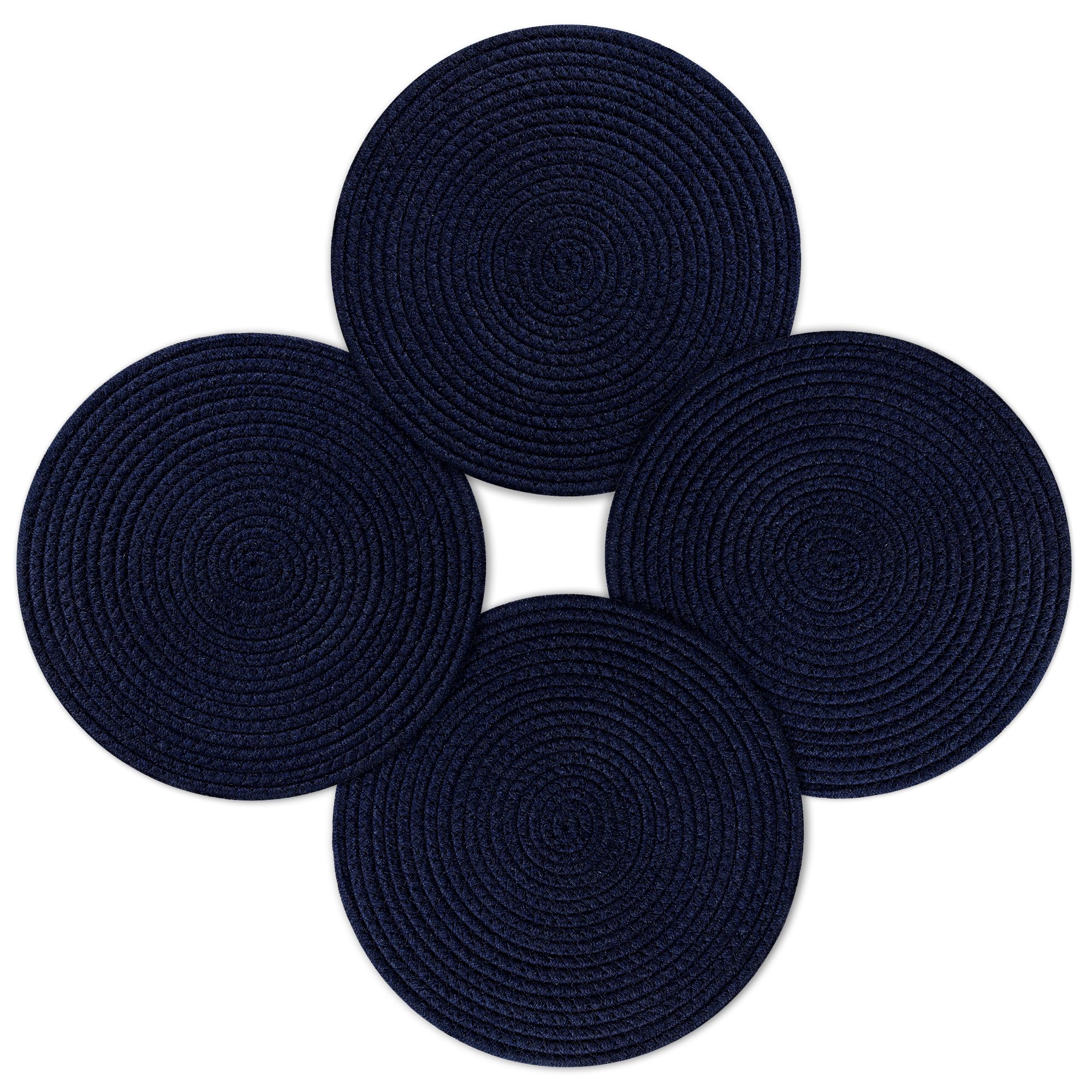 fanquare Placemats Set of 4, Round Cotton Braided Place Mats