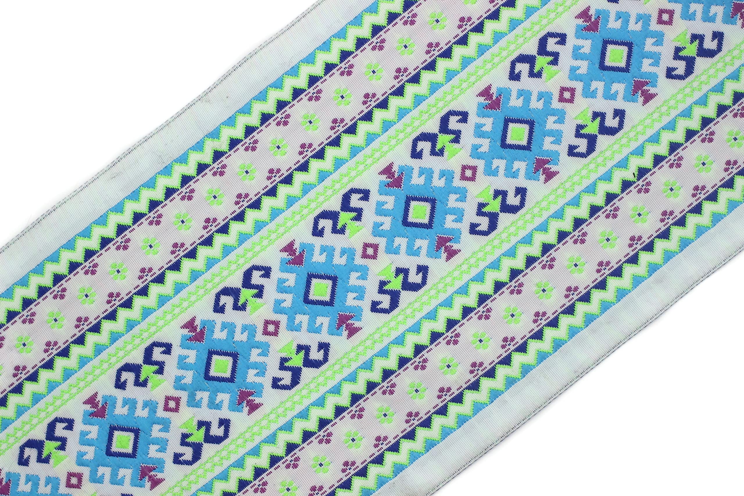 10 mètres de ruban jacquard de style Bleu-Lumiere Vert Mosaique des rubans de tissu pour artisanat 100mm