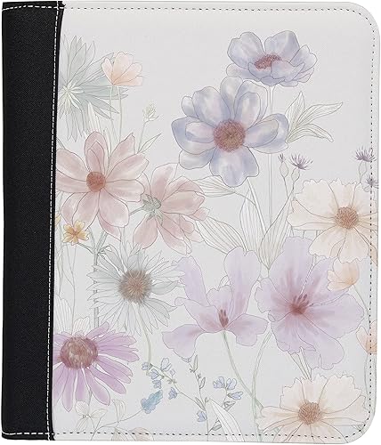 Miniatura 1 de Folio con cremallera de alta calidad de 7 x 9 pulgadas, flores silvestres negras, organizador perfecto para documentos, planificadores, cuadernos y