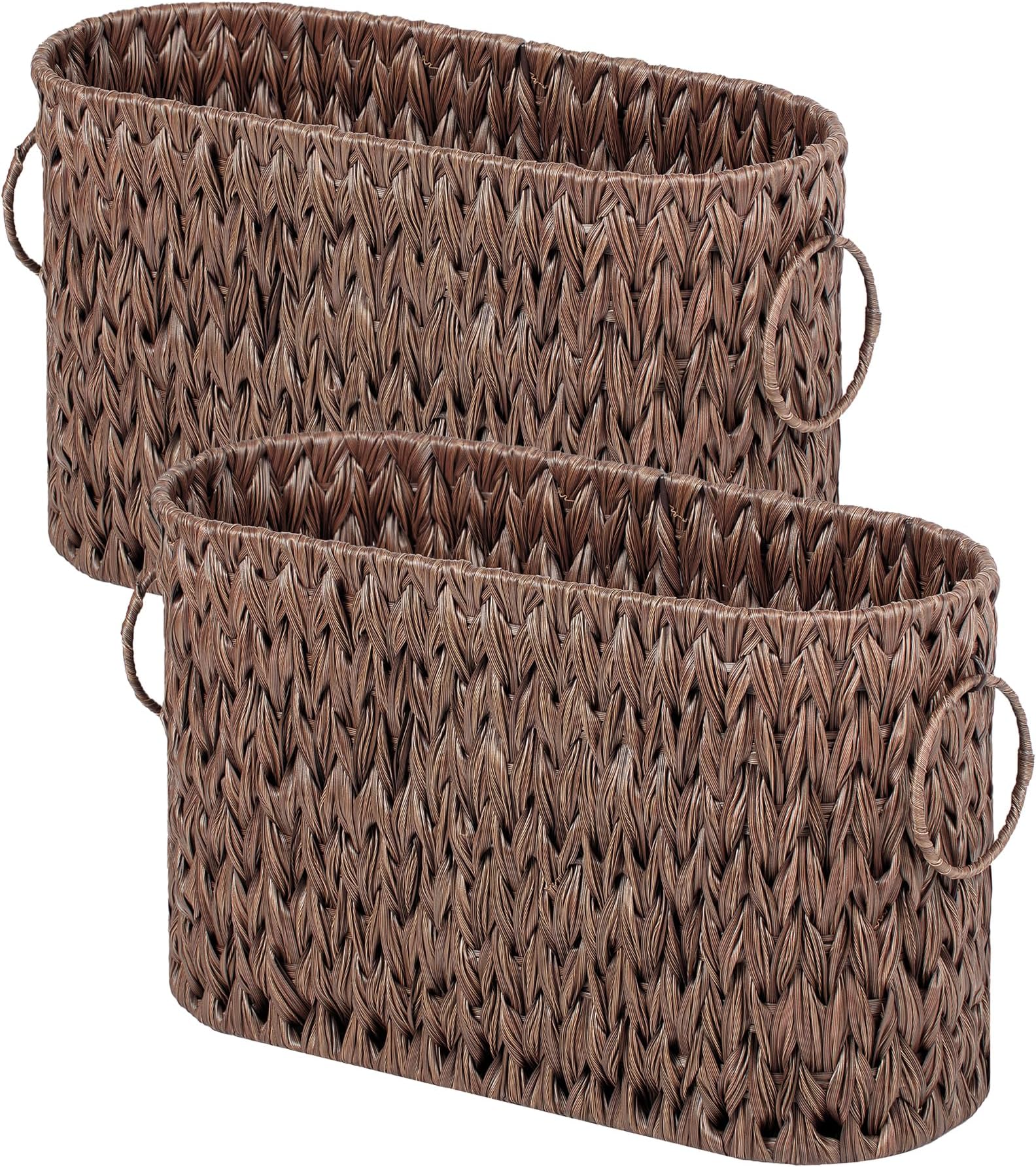 GRANNY SAYS Toilet Paper Storage, 2-Pack Toilet Paper Basket for Bathroom, Toilet Paper Holder With Storage, Toilet Paper Organizer for 6 Mega Rolls, Waterproof Bathroom Storage Baskets, Brown