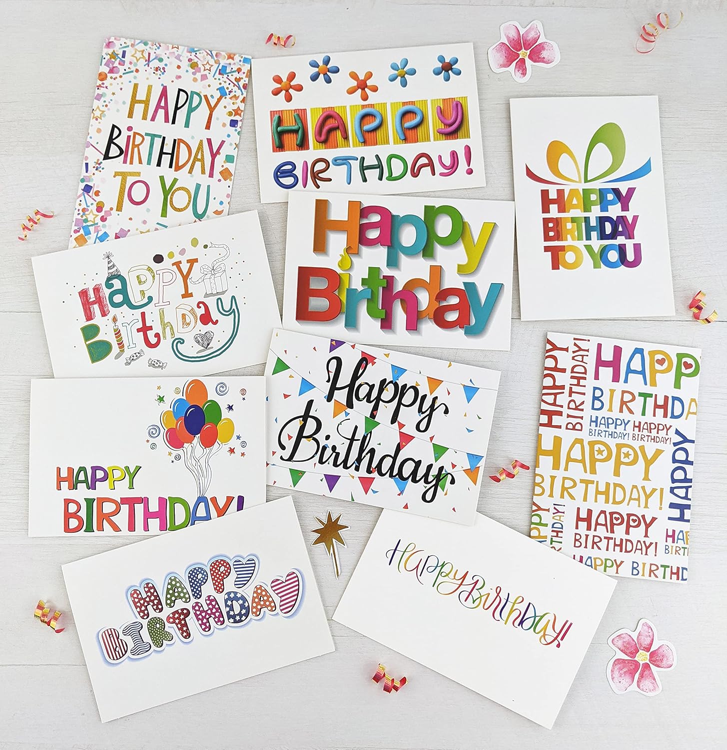 100 Happy Birthday Cards Bulk, Blank Inside with Envelopes and Stickers, – 20 Unique Bright Colorful Designs Notes, Large 5x7 Inches Folded, Thick Cardstock in a Sturdy Packaging - Image 3