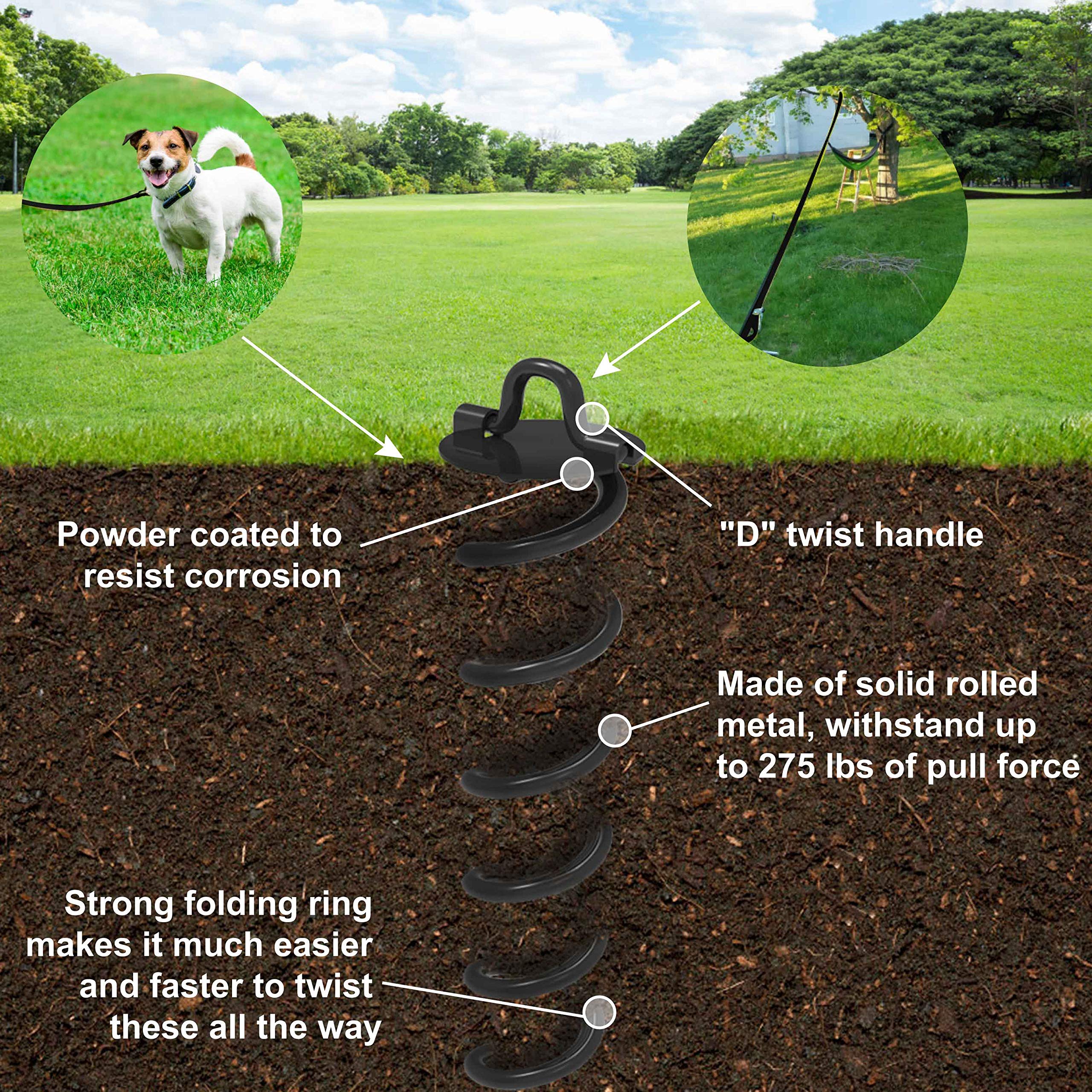 ABCCANOPY Spiral Ground Anchor with Dog Tie Out, Trampoline Anchor