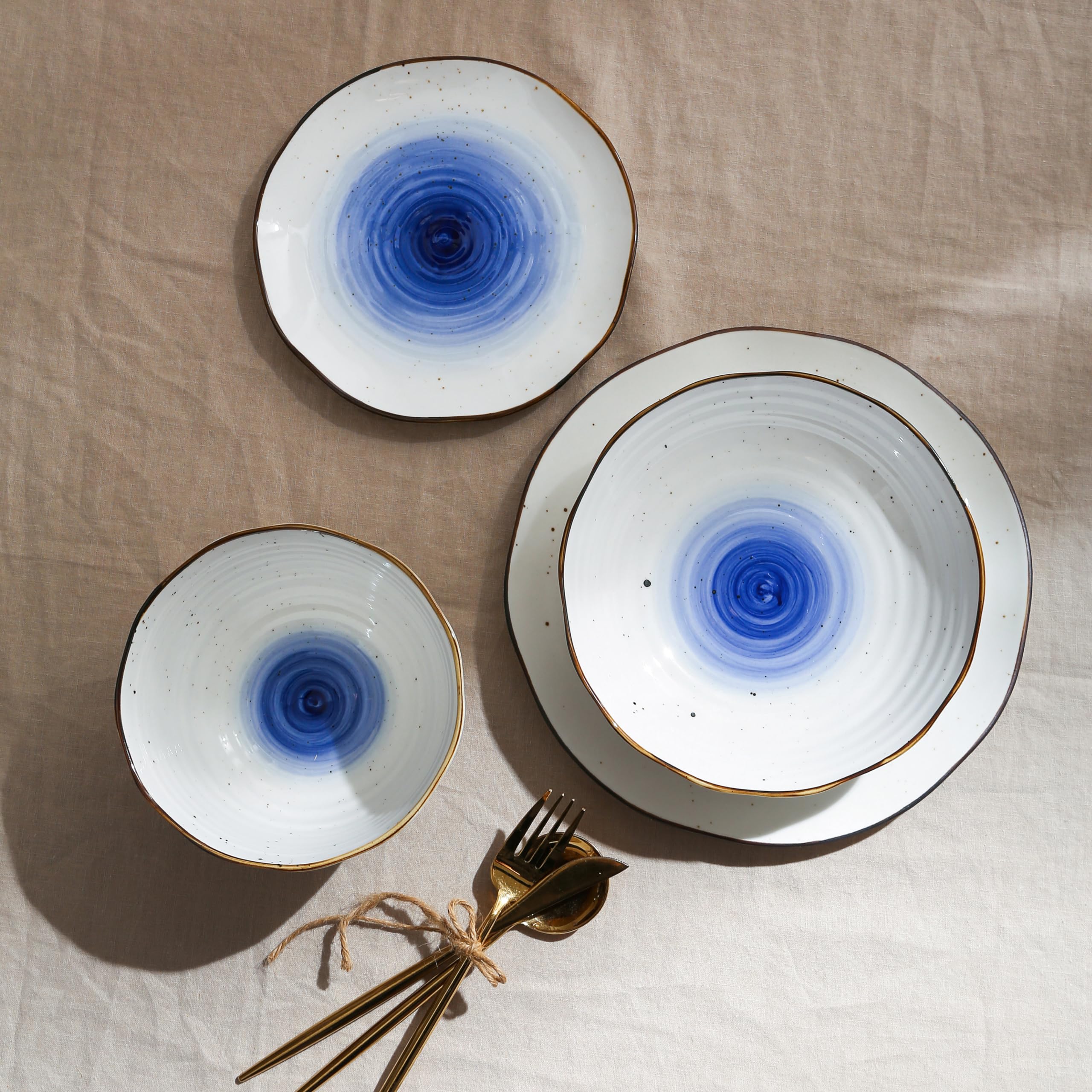 Christian Siriano Luma Geschirrset, Porzellan, Blau, 16-teilig