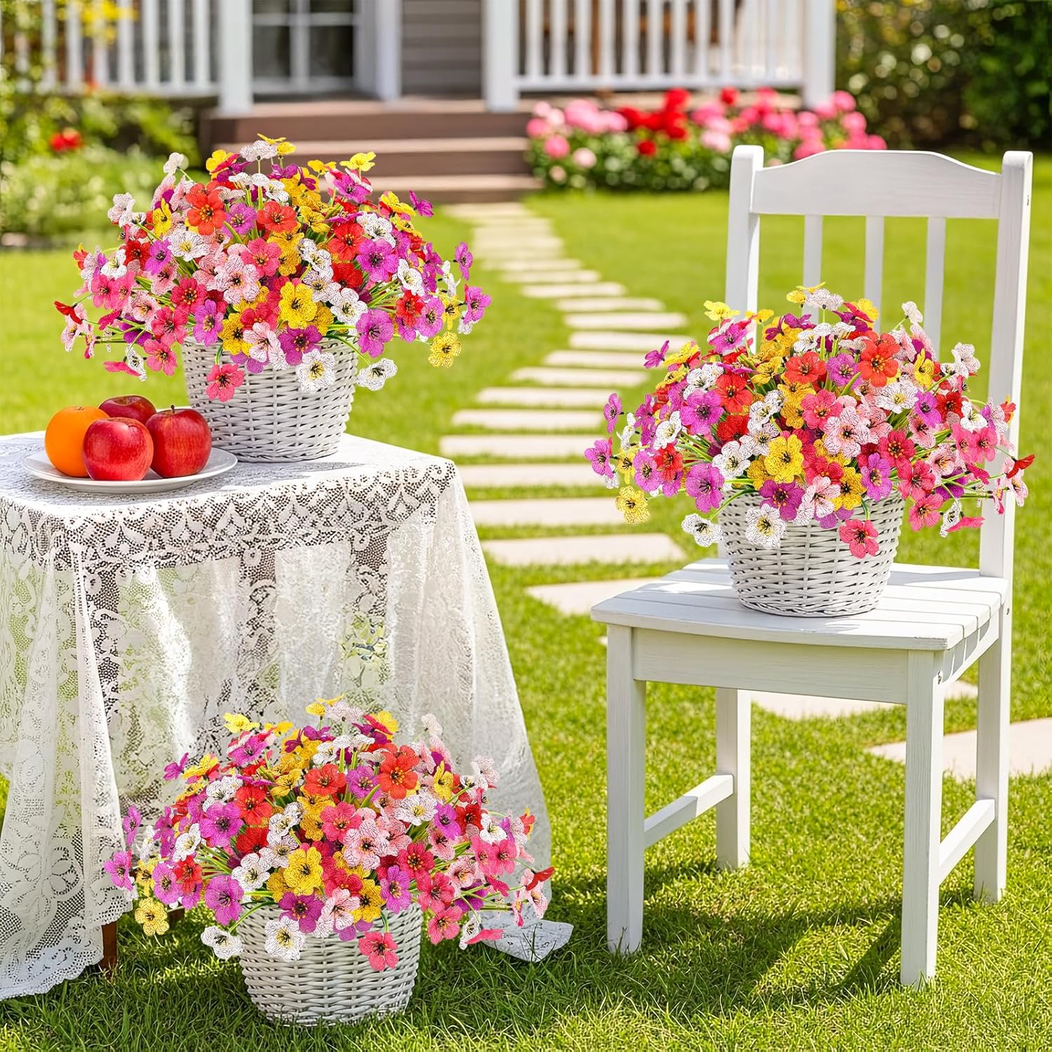 MACTING 12 Bundles Artificial Spring Flowers for Outdoors UV Resistant Fake Flowers Faux Plastic Plants No Fade for Planters Window Patio Porch Yard Garden Indoor Outdoor Decorations(Mix Color-1) - Image 6