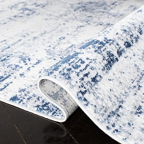 Miniatura 5 de SAFAVIEH Colección Amelia - Alfombra cuadrada de 6 pies 7 pulgadas, marfil y azul marino, diseño abstracto moderno, no desprende pelusa y de fácil