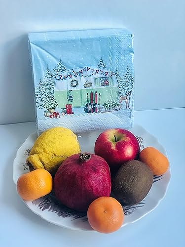 Miniatura 5 de Servilleta de papel de caravana de invierno de 40 unidades 13 x 13 pulgadas servilleta de cóctel de Navidad servilletas decorativas para decoupage