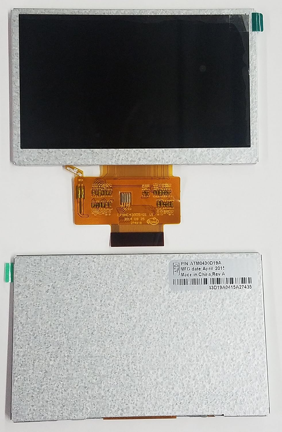 4.3" TFT LCD Display, 480 x 272, 250 nits, RGB, 45 pin