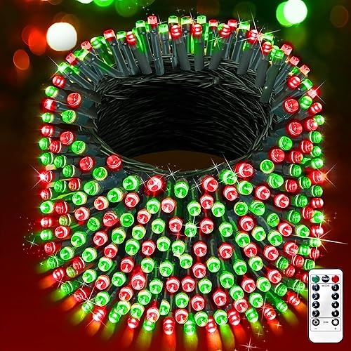 Miniatura 18 de XURISEN Luces de Navidad LED de 551 pies, 1400 luces LED para exteriores con cable verde, luces de cadena, 8 modos con temporizador con memoria,
