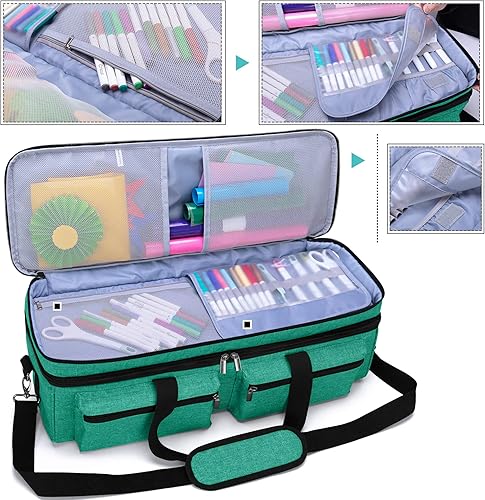 Miniatura 10 de Bolsa Luxja para transporte, de doble capa, compatible con máquinas y suministros de suajado Cricut Explore Air 2 y Maker (solo la bolsa, patente