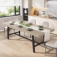 Vista 19 de GarveeHome Mesa de Comedor Industrial para 4-6 Personas, Mesa de Cocina de Madera de 63" de Largo con Marco de Metal Resistente y Acabado de Madera