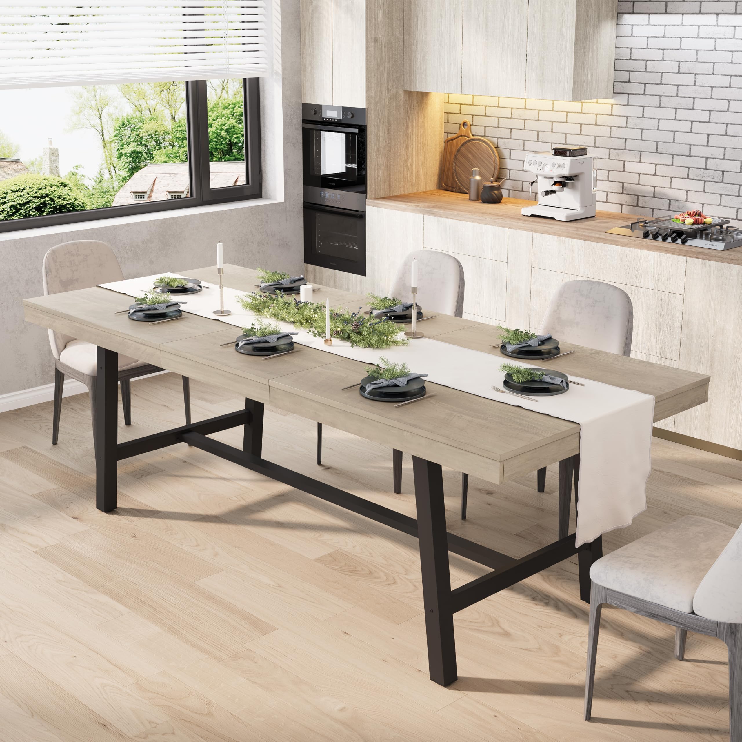 GarveeHome 63-83' Industrial Extendable Dining Table