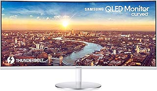 Samsung Monitor Thunderbolt-3 34" QLED Curved, 3440 x 1440, HDMI, 100 Hz, 4GTG ms, Metallic Silver/White (Modelo LC34J791WTLXZX)