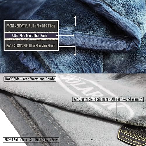 Miniatura 4 de SOLARON - Manta tamaño Queen de 430 GSM extra grande para otoño, invierno, primavera, todas las estaciones, acogedora, cálida, suave, peso medio,