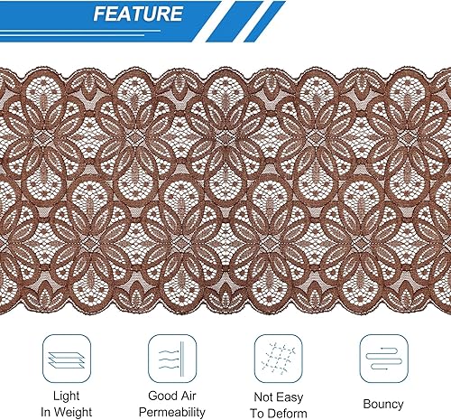 Miniatura 4 de MECCANIXITY Cinta de encaje de 5 yardas y 7 pulgadas para envolver regalos de manualidades, diademas de boda, marrón oscuro