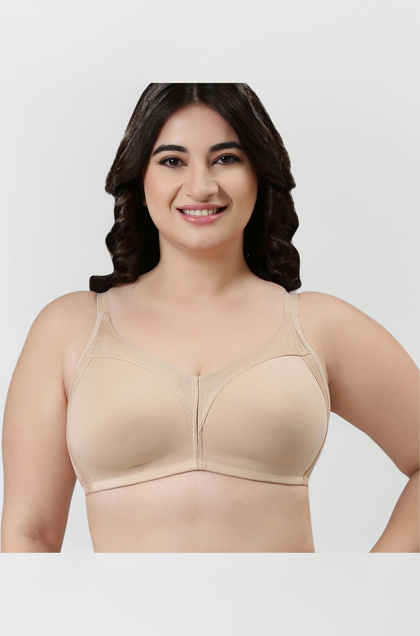 AB75 M Frame No Bounce Full Support Cotton Bra for Women - Non-Padded Non-Wired & Full Coverage with Cooling Technology | Available in Solid Colours