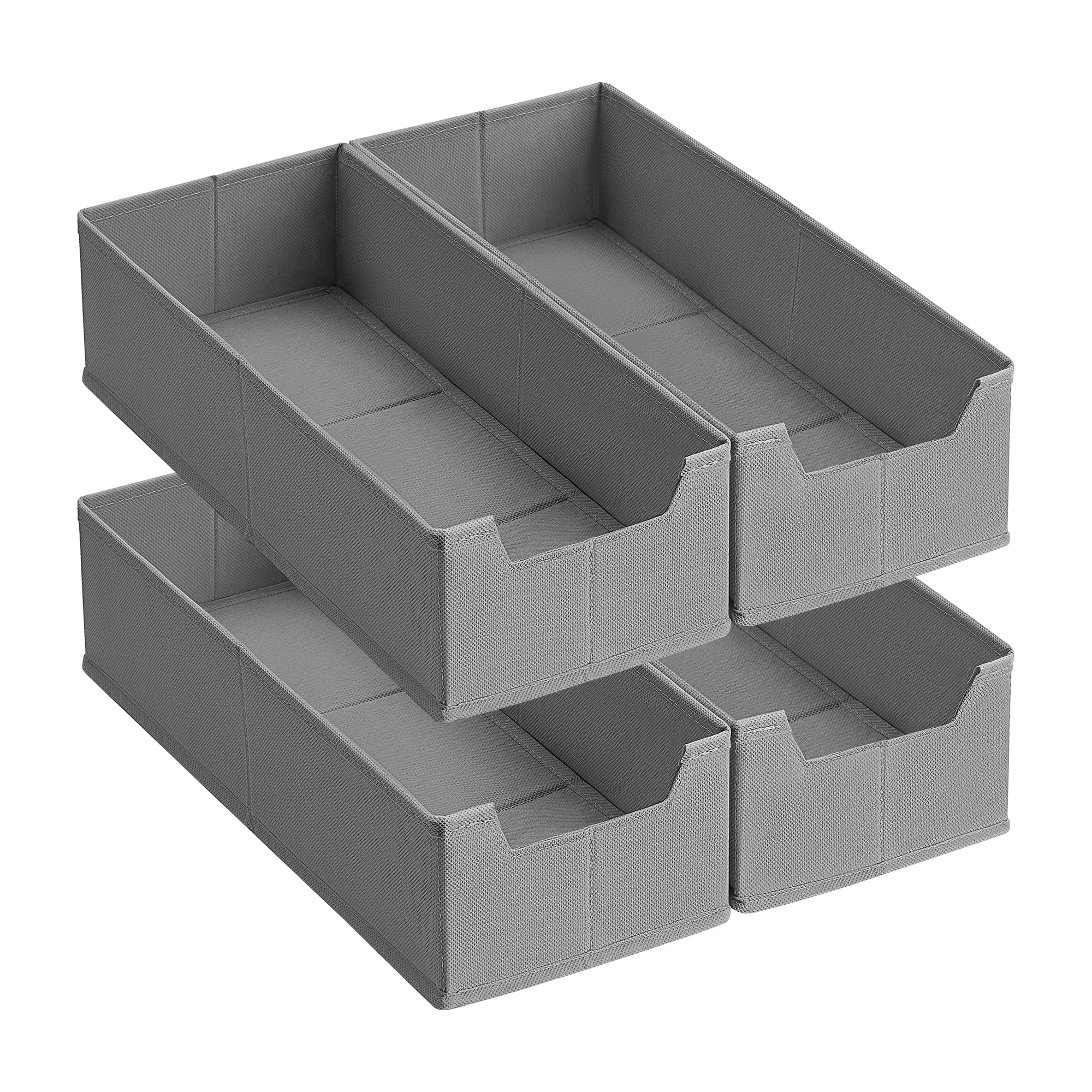 SONGMICS Set of 4 Underwear Drawer Organisers, for IKEA HEMNES and MALM Dressers, Without Dividers, Clothes Drawer Dividers, Foldable Closet Sock Organisers, 40 x 16 x 10 cm, Dove Grey RUS012G01