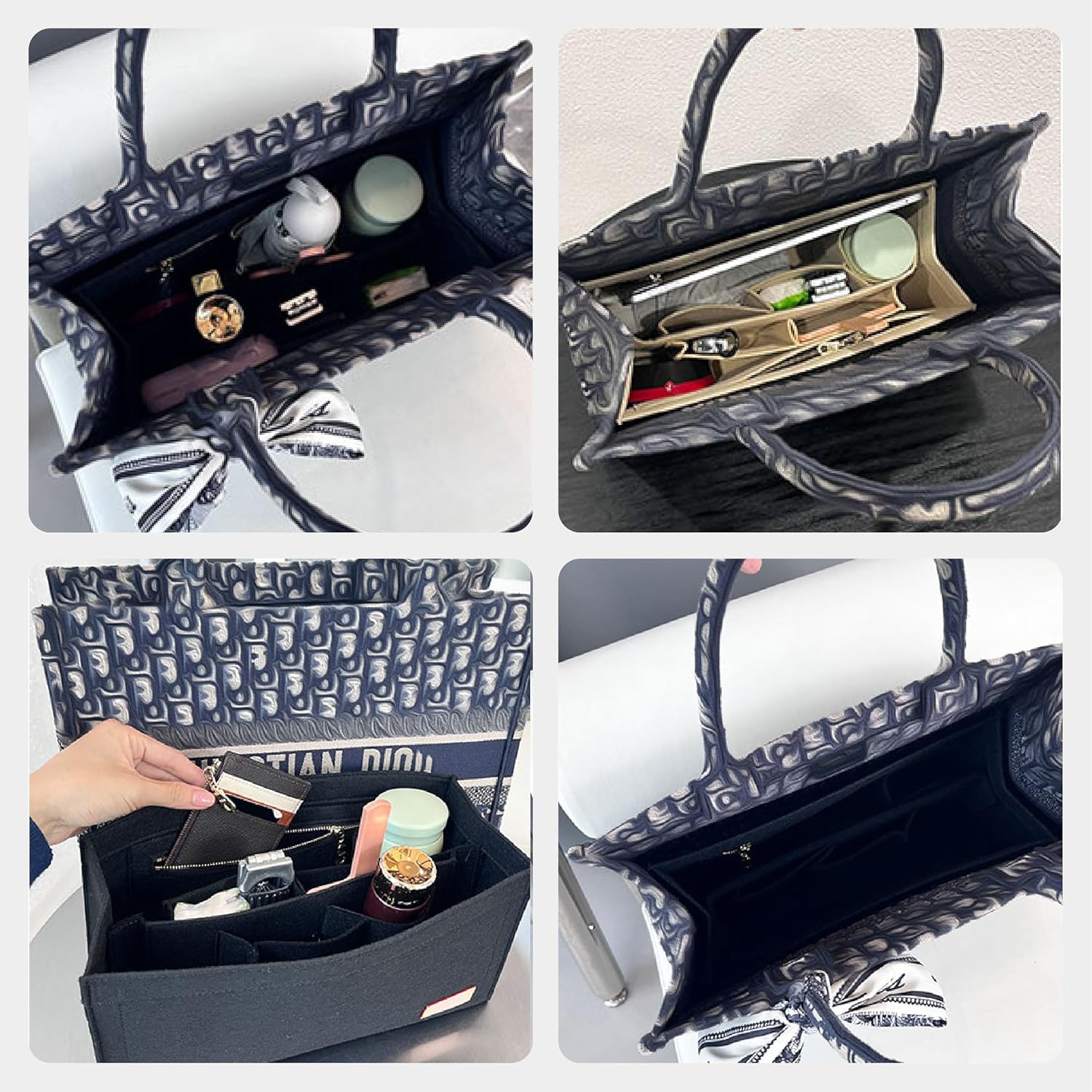 Tote Bag Organizer Insert Compatible with Dior Book Tote and onthego Bag Large,Premium Felt Lightweight Purse Organizer Insert for Handbags,Bags Shaper Purse Accessories with Zipper,GM,Black - Image 8