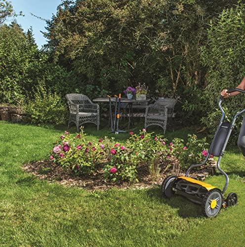 Fiskars StaySharp Plus Reel Mower, Cylinder Lawnmower with Blade-Free Cutting System, Cutting Width: 43 cm, Black/Orange/Silver, 1015649