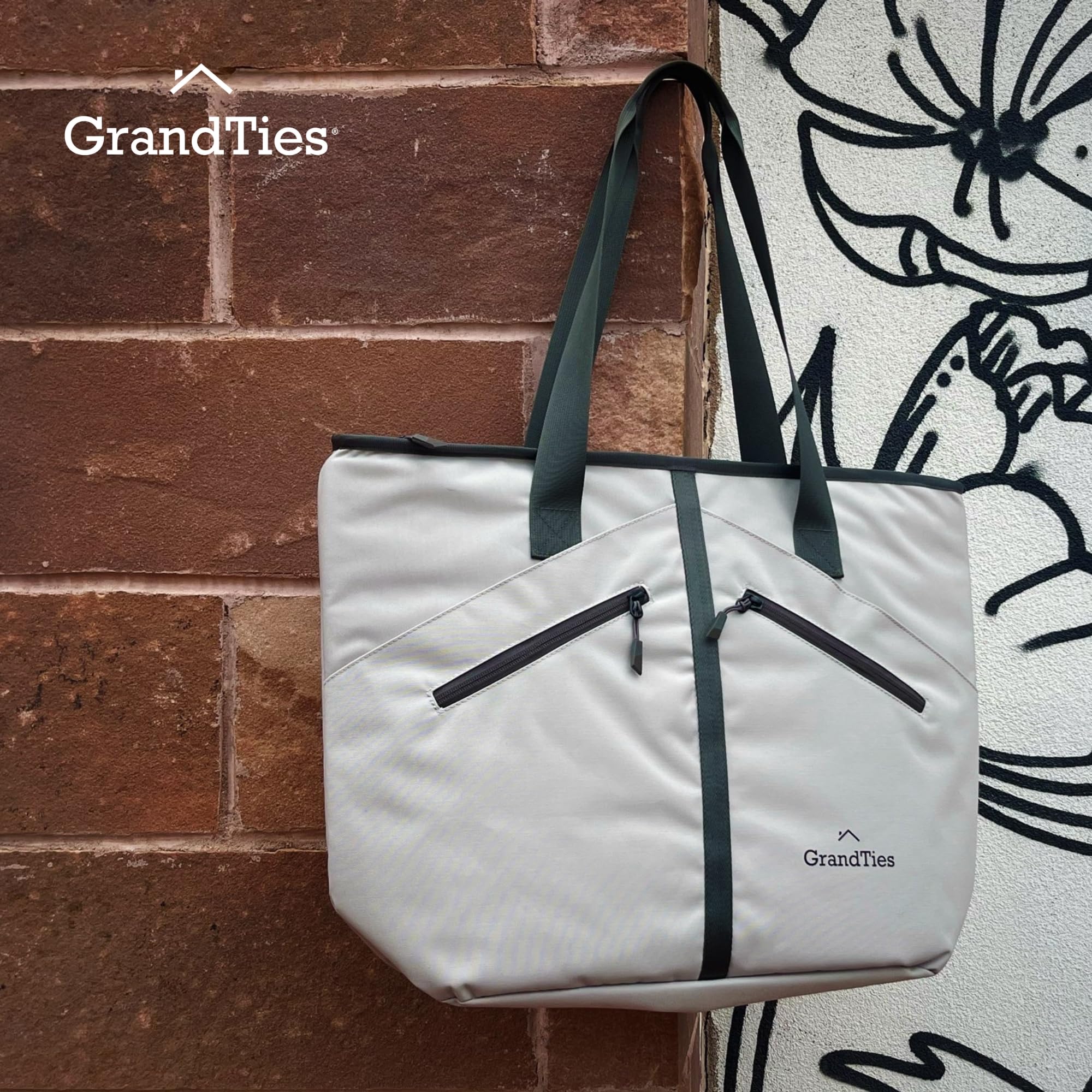 GrandTies Borsa termica termica per 30 lattine, grande capacità, durevole, con cerniera, a prova di perdite, per la spesa, pranzo, picnic, viaggi