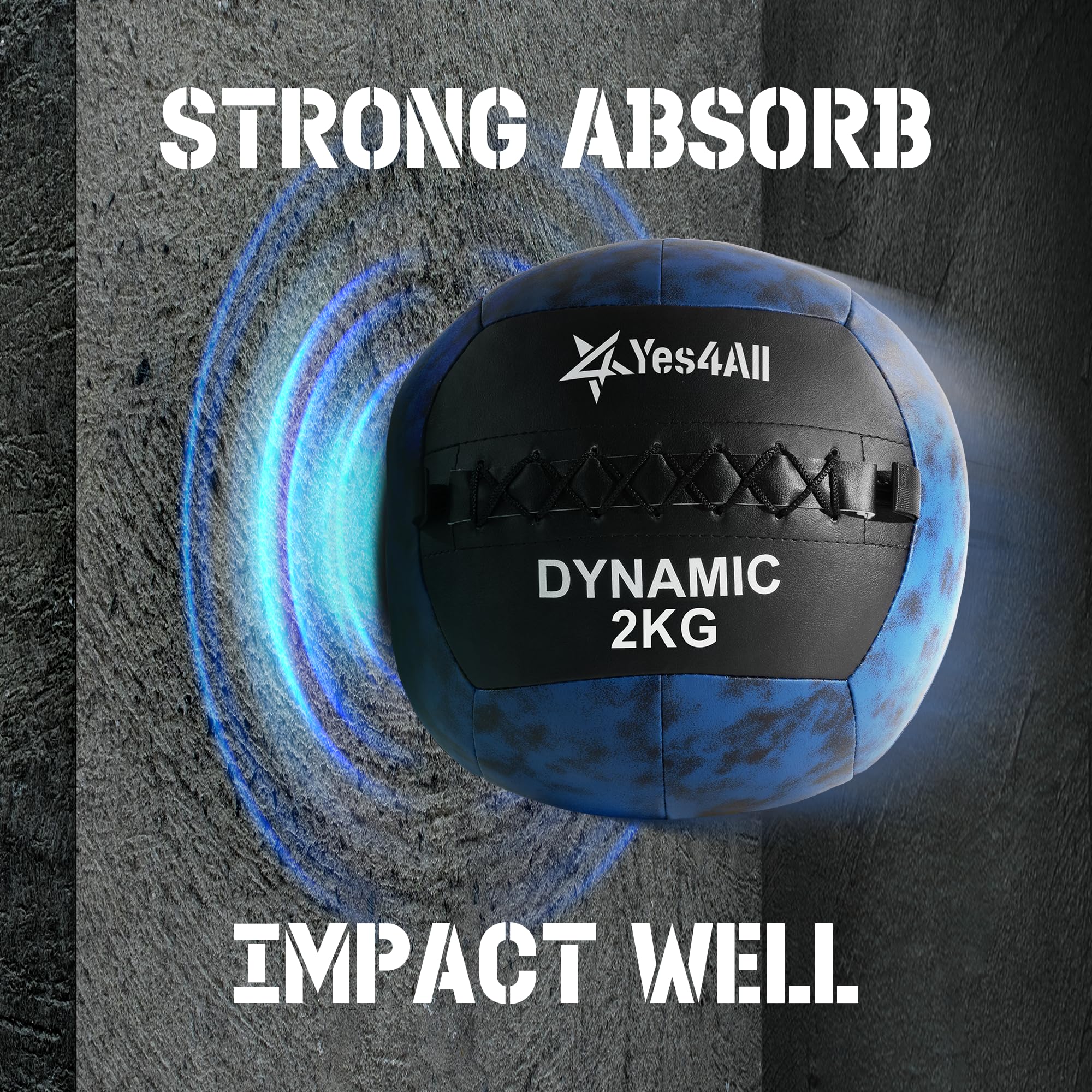 Yes4All 2 KG Ball de mur dynamique/medical ball pour entraînement complet et exercice de force