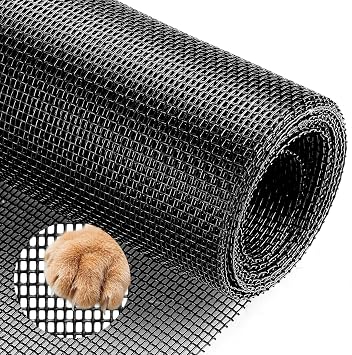Pet Proof Window Screen 48.4 x 100inch Pet Screen Door Mesh Flexible Pet Resistant Screen Mesh Window Screen Repair Kit Black Patio Screen Replacement Kit to Stop Cats Pet Running Out