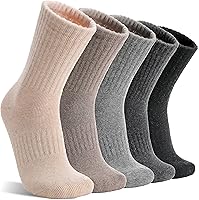 MOGGEI 5 Pairs Women's Merino Wool Hiking Socks - Warm Winter Thermal Crew Socks for Boots, Work, Cabin & Gifts