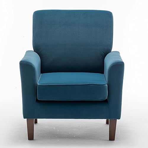 Miniatura 106 de Container Furniture Direct Silla de brazo contemporánea con marco de madera de abedul y tapicería de terciopelo, sillón para decoración de oficina y