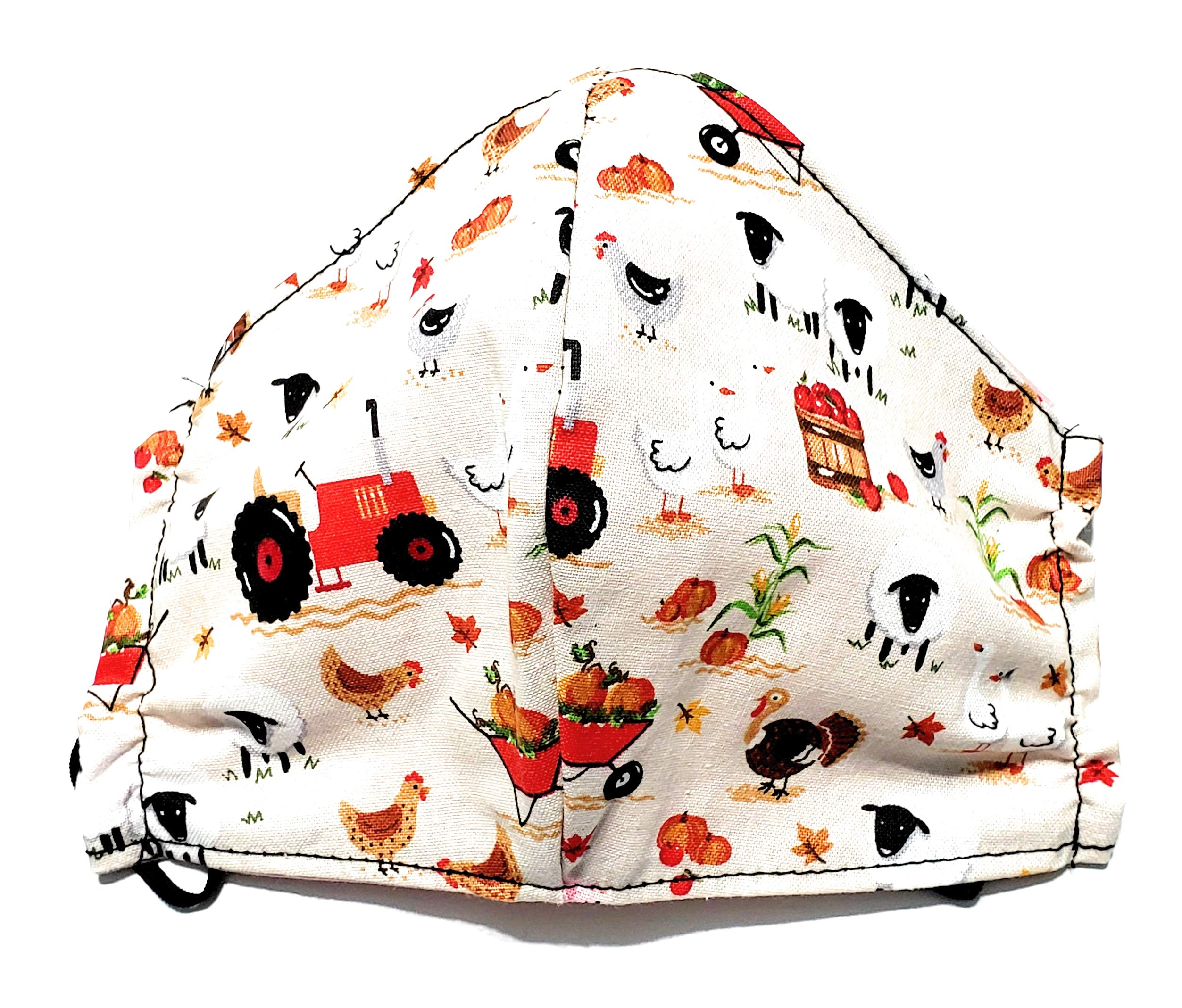 Fall farm Breathable Cotton Face Mask, Cotton Fabric Washable Handmade in USA Breathable Unisex Adult size with Filter Pocket, Cloth Dust Face mask,
