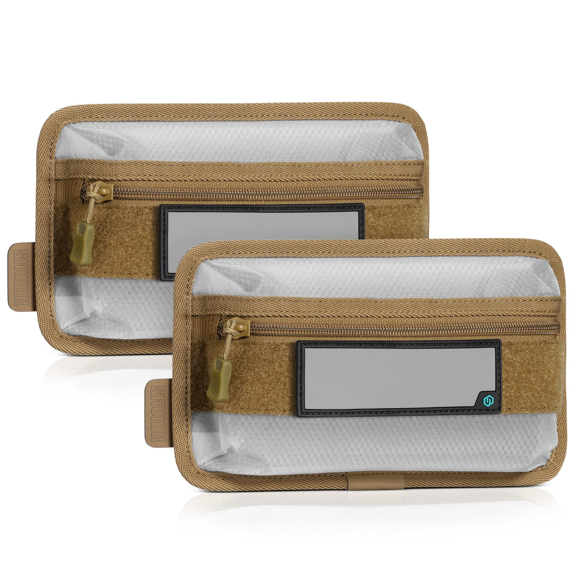 Core Tactical Mesh Zipper Pouch, 9" x 5" Modular EDC Tool Organizer w/Writable ID Patches, Range Gear Utility Storage Pocket w/Hook Backing, Dump Pouch with Handle, 2-Pack