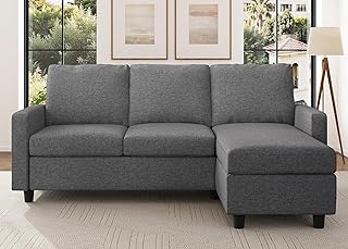 HONBAY Convertible Sectional Sofa, L Shaped Couch with Reversible Chaise...