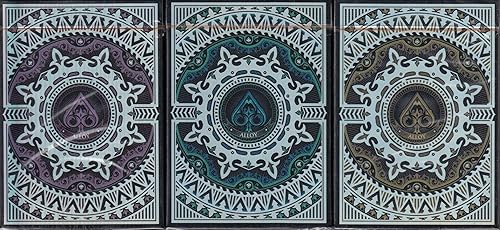 Alloy Juego de cartas de juego de 3 barajas tamaño póker iridiscente edición limitada personalizada