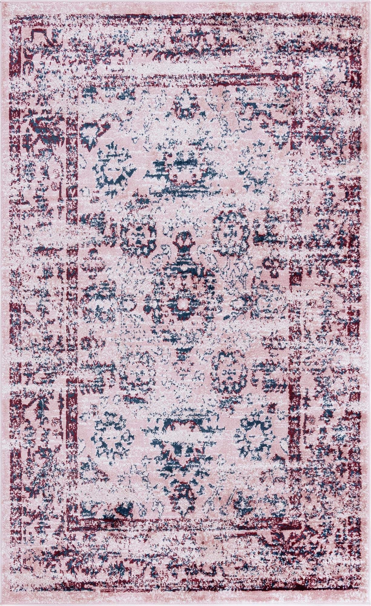 Rugs.com Charleston Collection Rug – 5' x 8' Pink Low-Pile Rug Perfect for Living Rooms, Large Dining Rooms, Open Floorplans