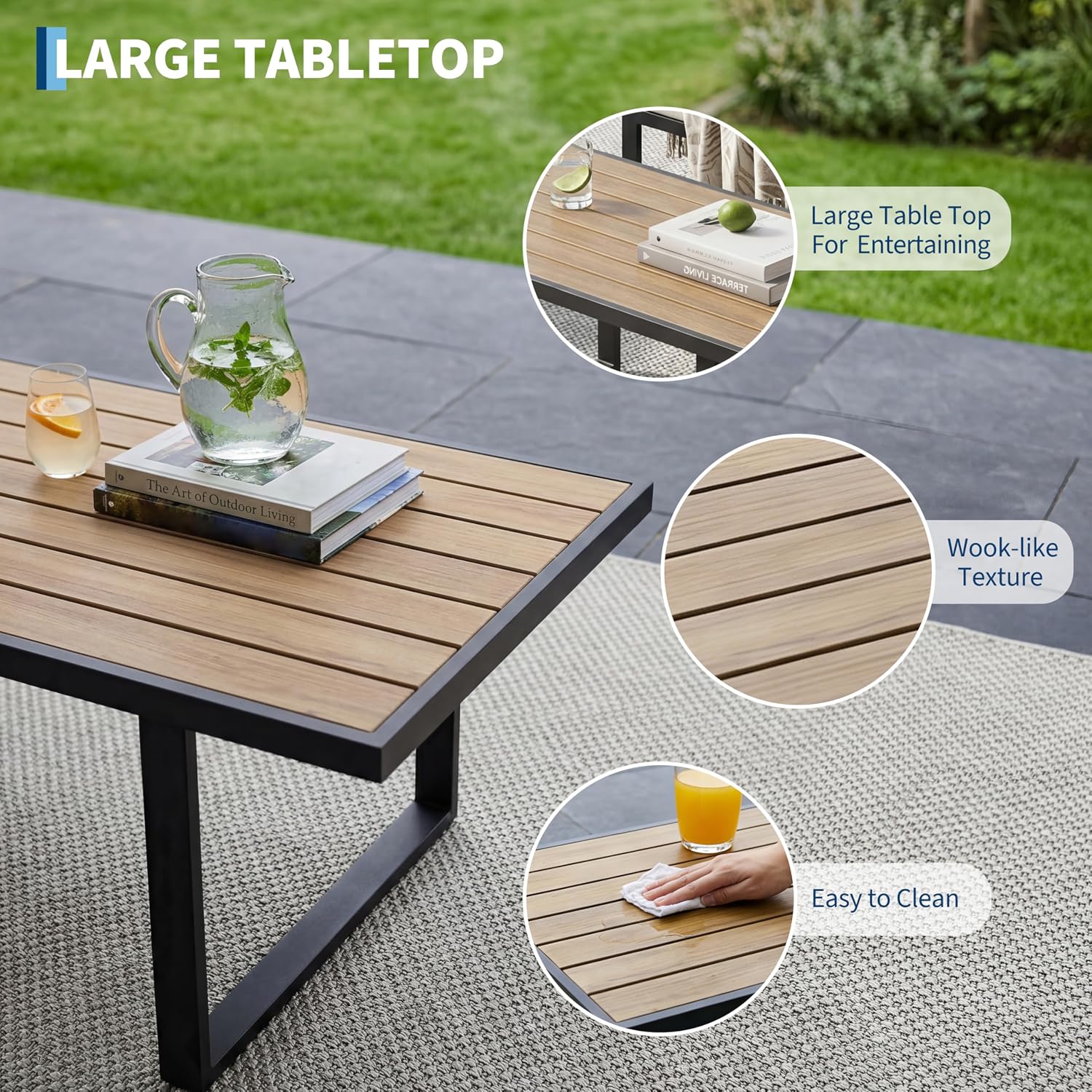 GarveeHome 4-Piece Aluminum Patio Furniture Set with Coffee Table, Outdoor Sectional Conversation Set with Washable High-Resiliency Sponge Cushions, Modern Metal Sofa for Poolside, Deck (Gray)