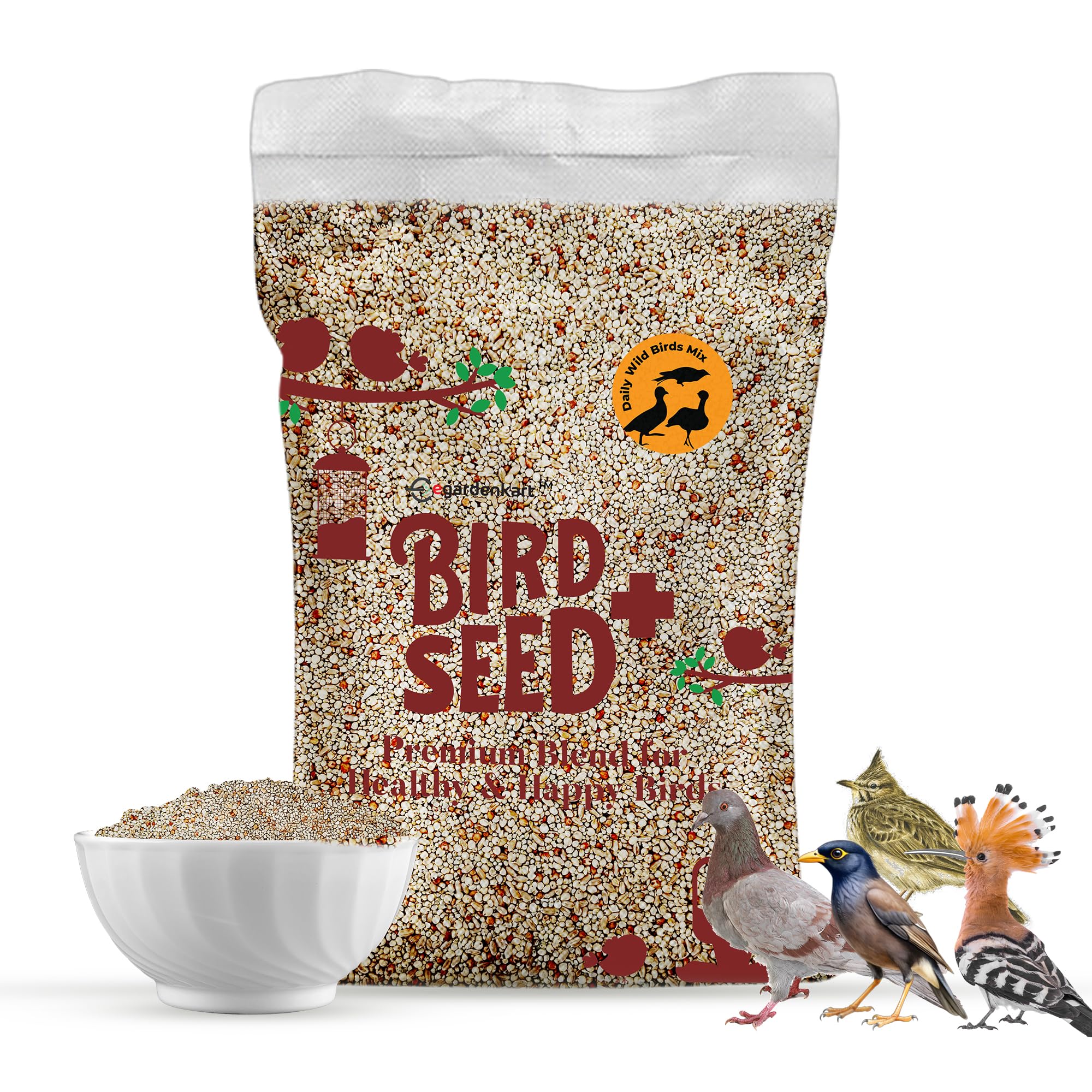 Egardenkart® Bird Food Daily Budget-Friendly - 8 Kg, Bird Seed | Wild Bird Feed for all Types of Wild Birds | Birds Food for Small Birds Dove Pigeon Myna Lark Bulbul Sparrow Hoopoe Seed Mix (8)
