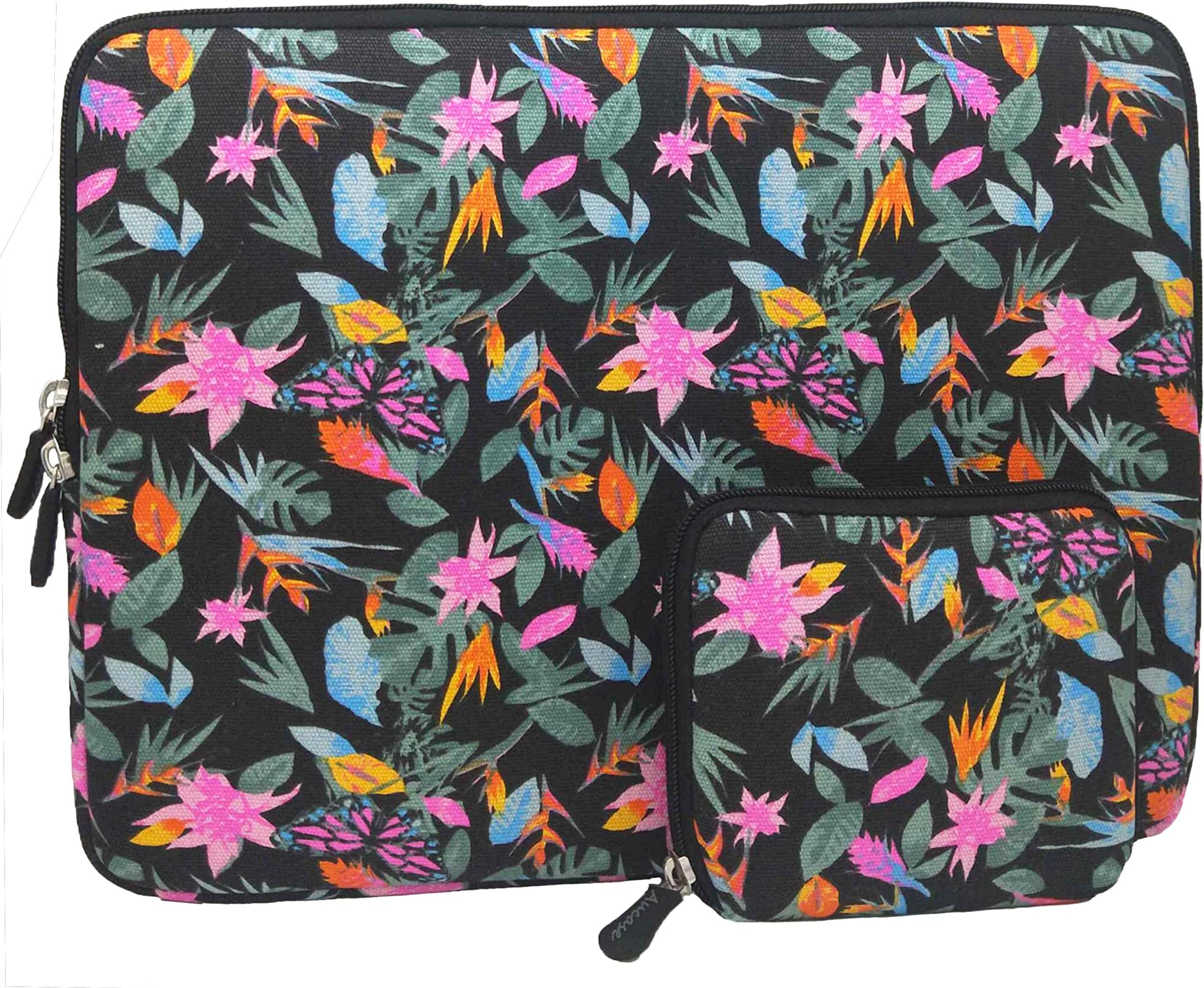 13-14 Inch Laptop Sleeve with Small Case, Aucase Thickest Lightest Water Resistant Canvas Protective Case