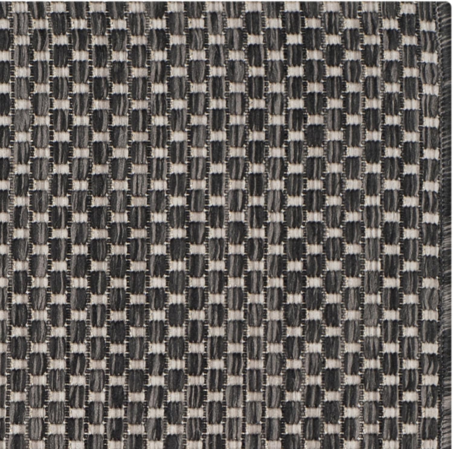 Black and Beige Synthetic Flat Woven Reversible Area Rug, 8' x 11'