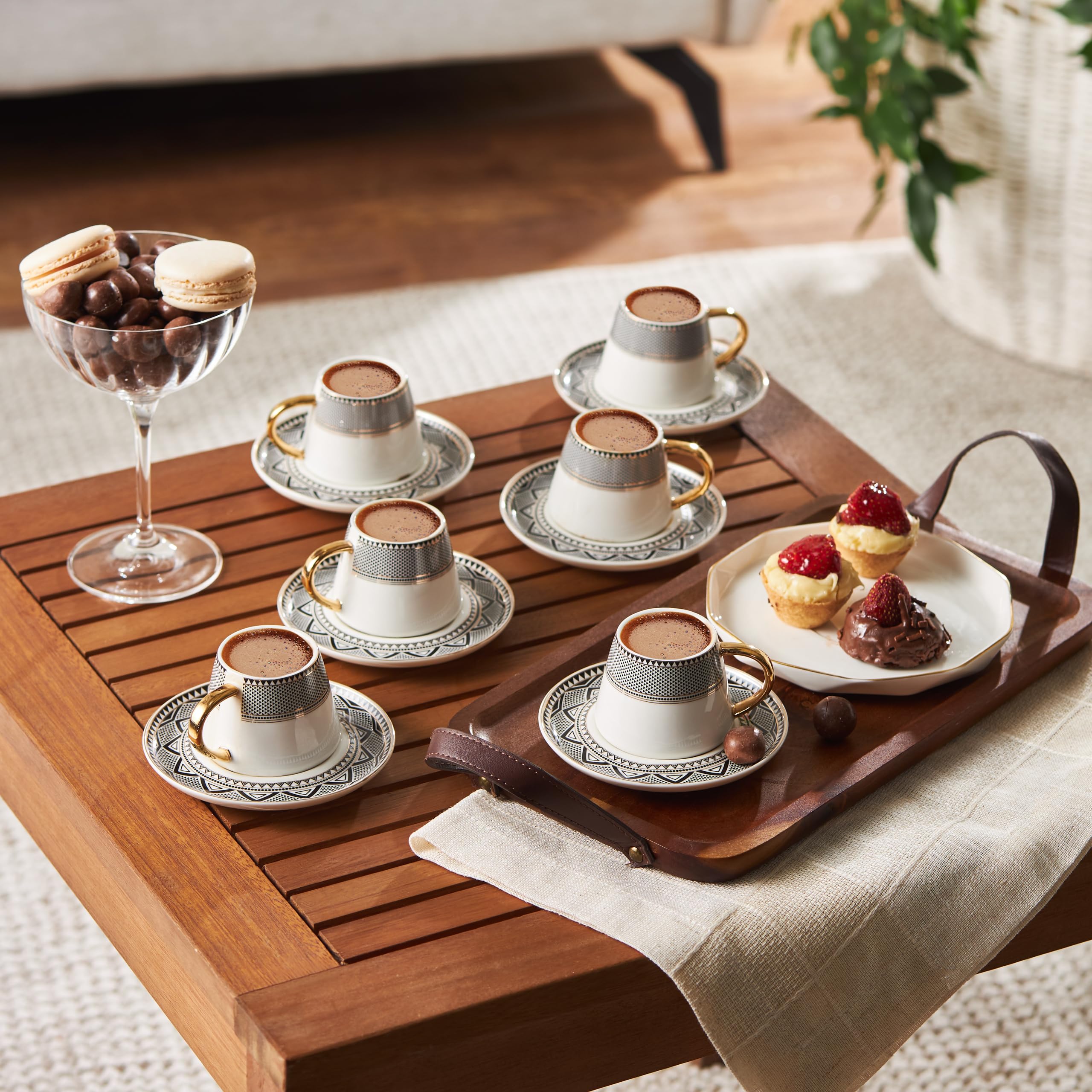 Karaca Globe Tasses à café turque pour 6 personnes, Service à Café Porcelaine, Tasses à Thé, Expresso, Latte Classique, Türk Kahve Fincanı, Café Turc