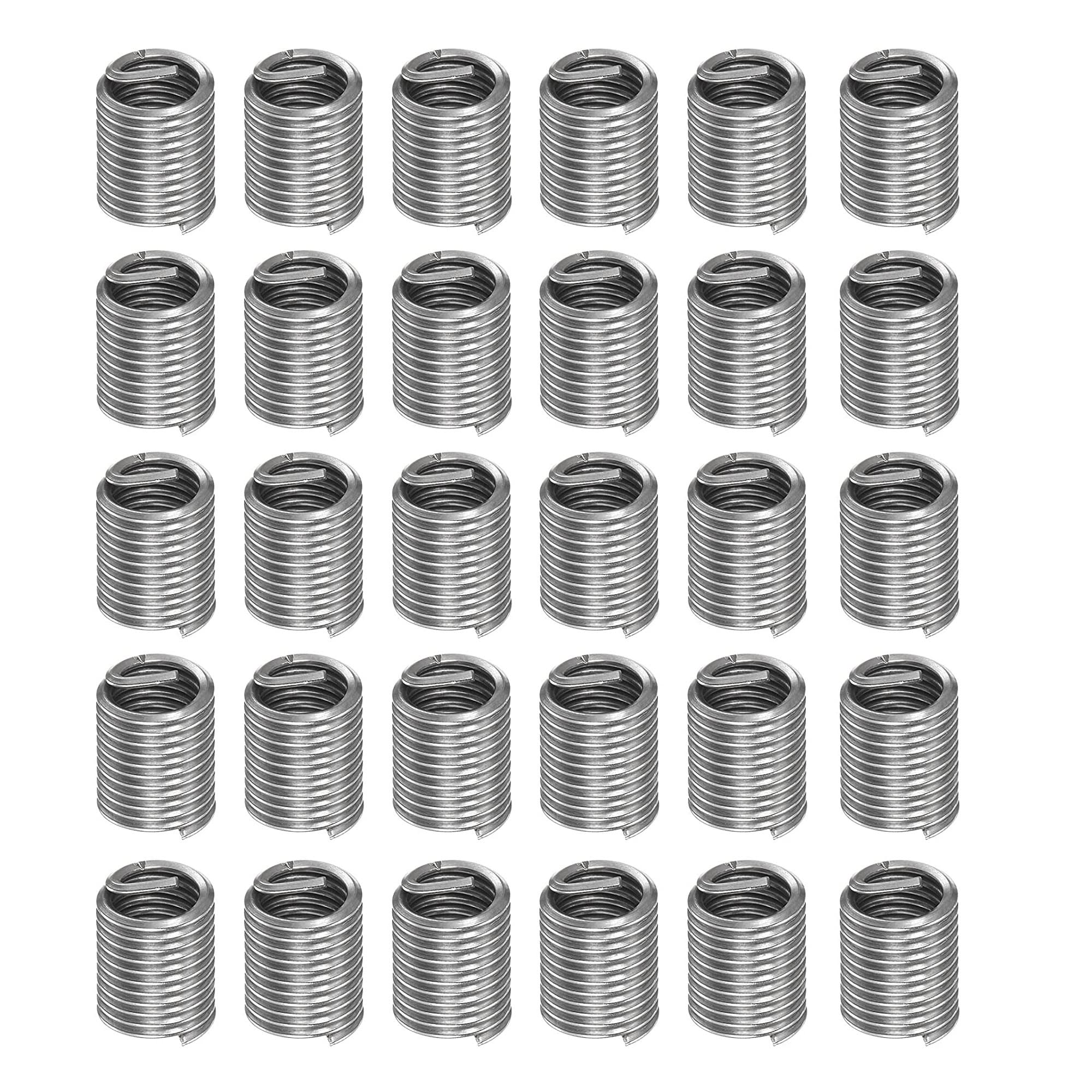 30 Pcs 304 Stainless Steel Metric M6x1.0x2.5D Wire Thread Inserts Steel Sheath Helicoil Type Screw Repair Sleeve