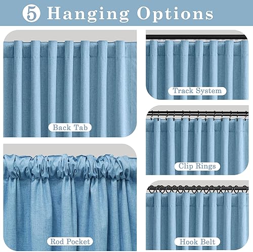 Miniatura 3 de UHITECH Cortinas opacas de 108 pulgadas de largo para ventana de sala de estar, juego de 2 paneles, color azul, moderno, con aislamiento térmico,