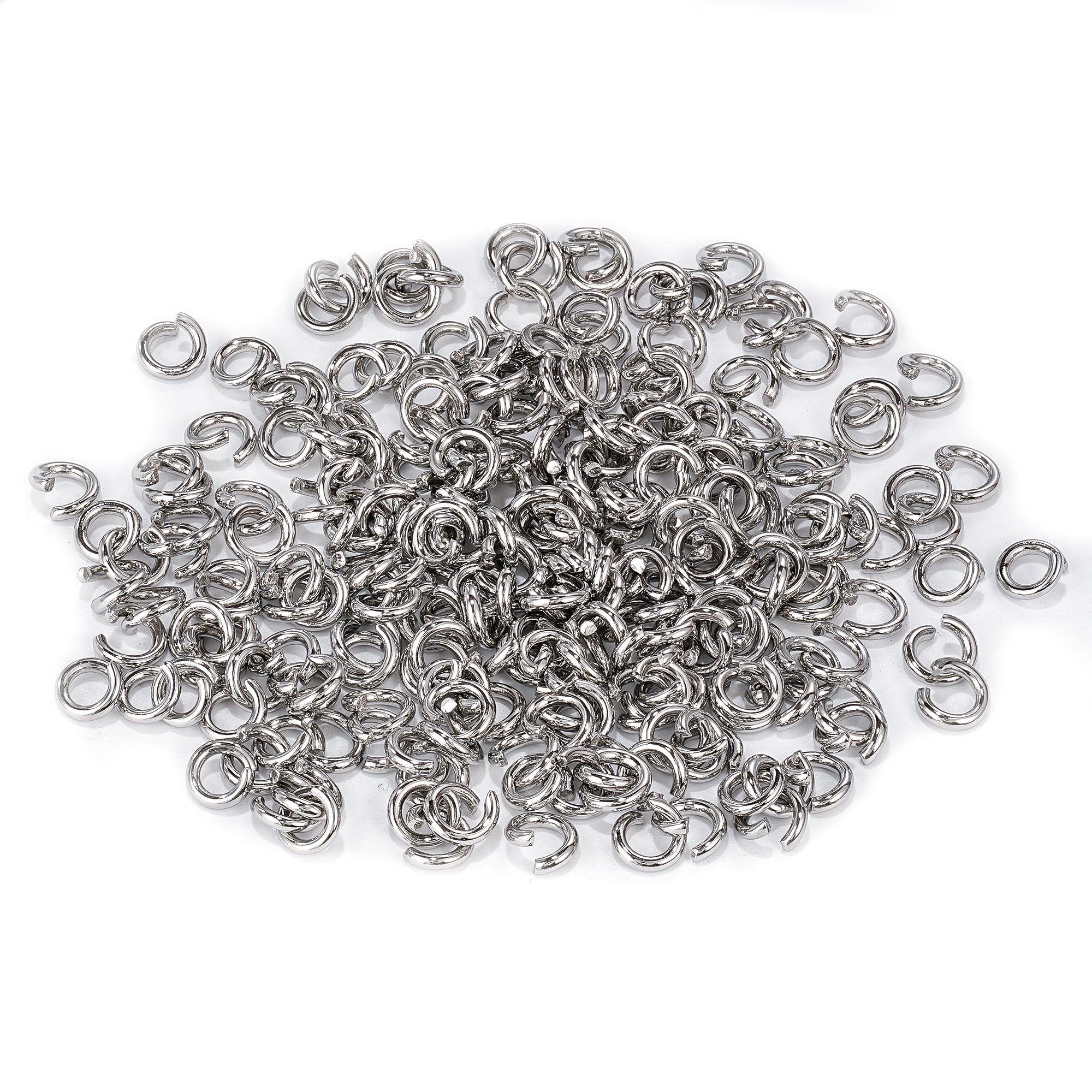 500Pcs 7mm Stainless Steel Open Jump Rings 1.5mm Thick Metal O Rings Single Loop Connectors for Jewelry Necklaces Bracelet Earrings Keychains Chainmail DIY Making